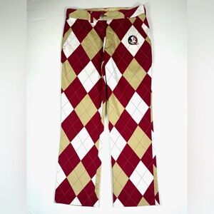 LOUDMOUTH Florida State Seminoles Argyle Golf Pants FSU 31x30 Statement Game Day